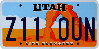 UT license plate Z110UN