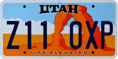 UT license plate Z110XP