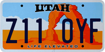 UT license plate Z110YF