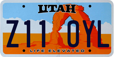UT license plate Z110YL