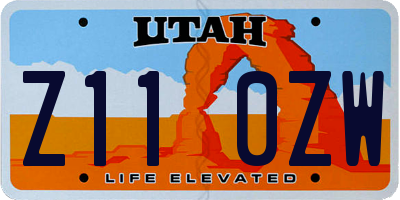 UT license plate Z110ZW