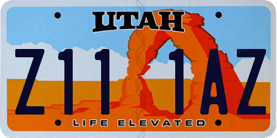 UT license plate Z111AZ