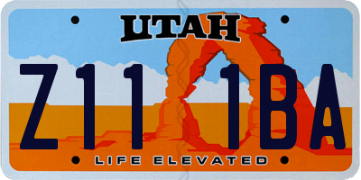 UT license plate Z111BA