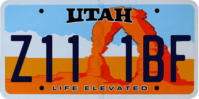 UT license plate Z111BF