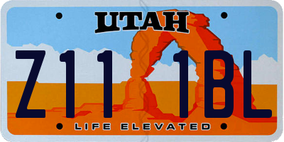 UT license plate Z111BL