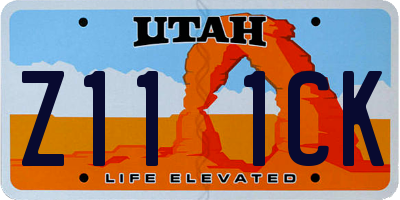 UT license plate Z111CK