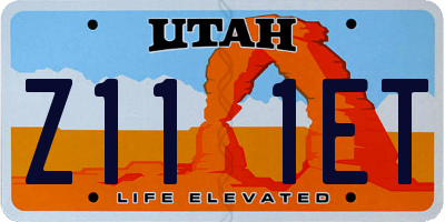 UT license plate Z111ET