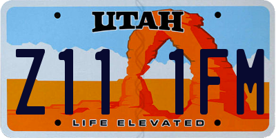 UT license plate Z111FM