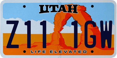 UT license plate Z111GW