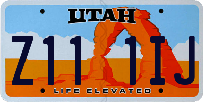 UT license plate Z111IJ