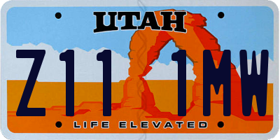 UT license plate Z111MW