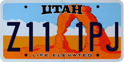 UT license plate Z111PJ