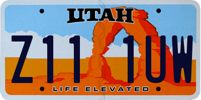 UT license plate Z111UW