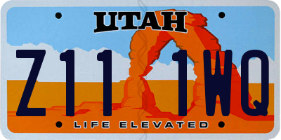 UT license plate Z111WQ