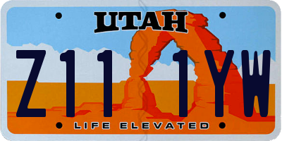 UT license plate Z111YW