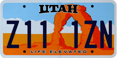 UT license plate Z111ZN