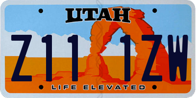 UT license plate Z111ZW