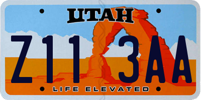 UT license plate Z113AA