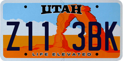 UT license plate Z113BK