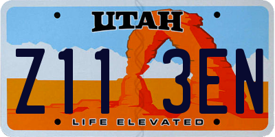 UT license plate Z113EN