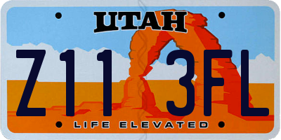 UT license plate Z113FL