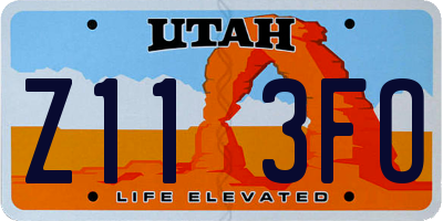 UT license plate Z113FO