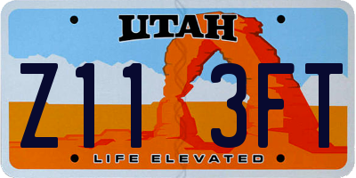 UT license plate Z113FT