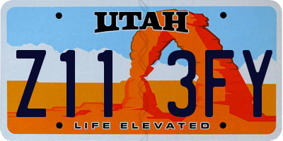UT license plate Z113FY