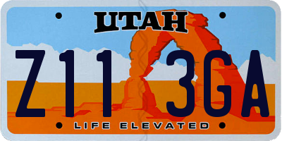 UT license plate Z113GA