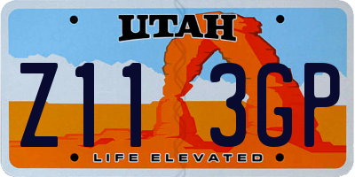 UT license plate Z113GP