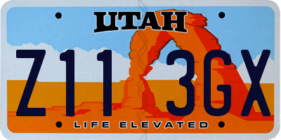 UT license plate Z113GX
