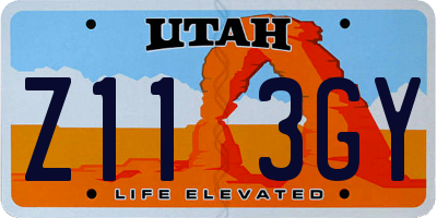 UT license plate Z113GY