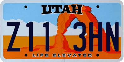 UT license plate Z113HN