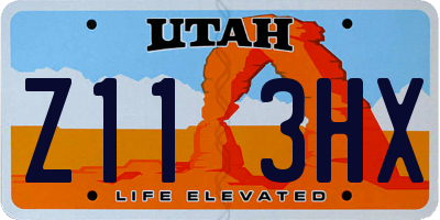 UT license plate Z113HX