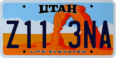 UT license plate Z113NA