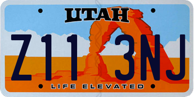 UT license plate Z113NJ
