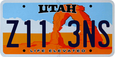 UT license plate Z113NS