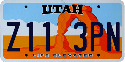 UT license plate Z113PN
