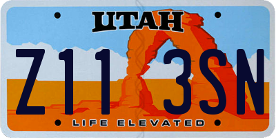 UT license plate Z113SN