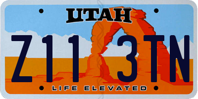 UT license plate Z113TN