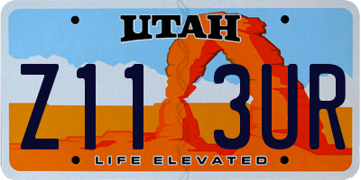 UT license plate Z113UR