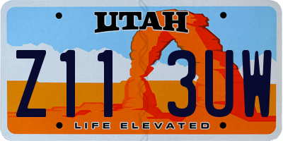 UT license plate Z113UW