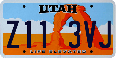 UT license plate Z113VJ