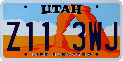 UT license plate Z113WJ