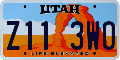 UT license plate Z113WO