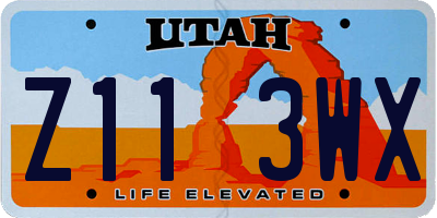 UT license plate Z113WX