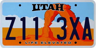 UT license plate Z113XA
