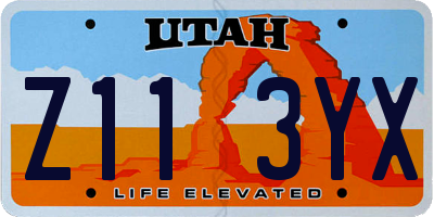 UT license plate Z113YX