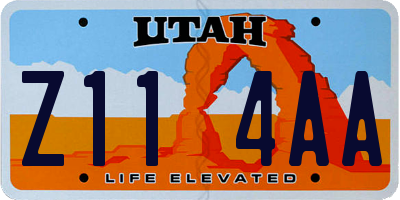 UT license plate Z114AA
