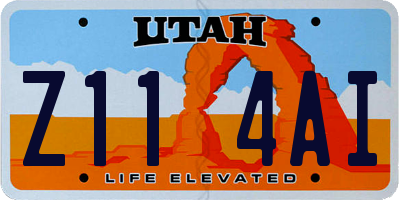 UT license plate Z114AI